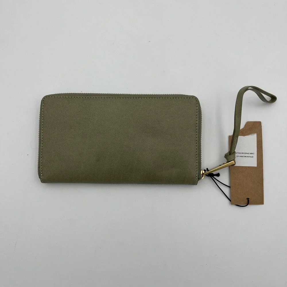 Margot New York Wallet Womens OS Sage Green Gabby Ziparound Leather Wristlet NEW